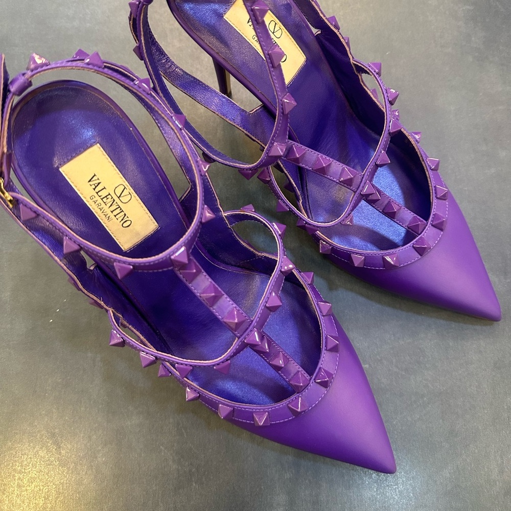 Valentino Purple Rockstuds  Heels Size 40 - Picture 6 of 12